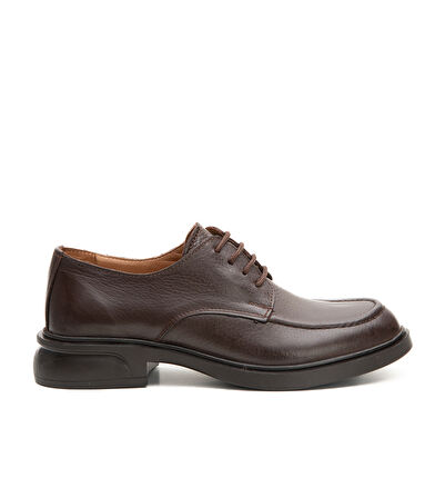 Bağcıklı Kadın Loafer Ayakkabı Hakiki Deri Kauçuk