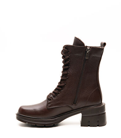 Hakiki Deri Topuklu Kaymaz Taban Kadın Postal Bot