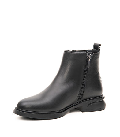 Hakiki Deri Fermuarlı Kauçuk Kaymaz Taban Kadın Bot