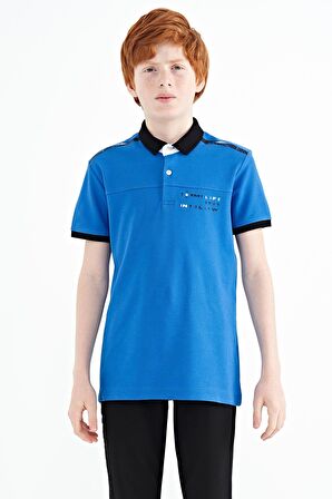 Saks Baskı Detaylı Standart Kalıp Polo Yaka Erkek Çocuk T-Shirt - 11140 | 4-5 Yaş