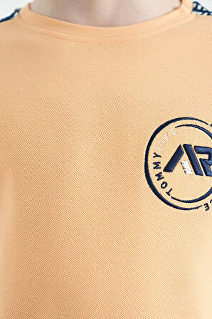 Kavun Içi Omuz Baskı Detaylı Standart Kalıp O Yaka Erkek Çocuk T-Shirt - 11121