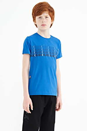 Saks Yazı Baskılı O Yaka Standart Kalıp Erkek Çocuk T-Shirt - 11149 | 12-13 Yaş