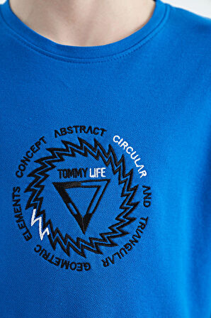 Saks Nakış İşleme Detaylı O Yaka Standart Kalıp Erkek Çocuk T-Shirt - 11115 | 5-6 Yaş