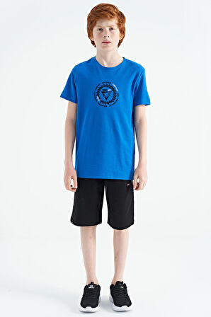 Saks Nakış İşleme Detaylı O Yaka Standart Kalıp Erkek Çocuk T-Shirt - 11115 | 5-6 Yaş