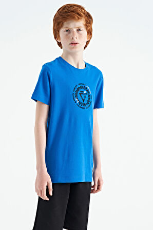 Saks Nakış İşleme Detaylı O Yaka Standart Kalıp Erkek Çocuk T-Shirt - 11115 | 5-6 Yaş