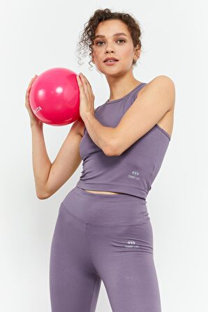 Eflatun Yüksek Bel Kapri-Crop Atlet Slim Fit Kadın Tayt Takım - 95284 | S