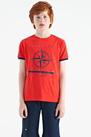 Fiesta Pusula Baskılı Standart Kalıp O Yaka Erkek Çocuk T-Shirt - 11106 | 12-13 Yaş