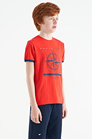 Fiesta Pusula Baskılı Standart Kalıp O Yaka Erkek Çocuk T-Shirt - 11106 | 12-13 Yaş