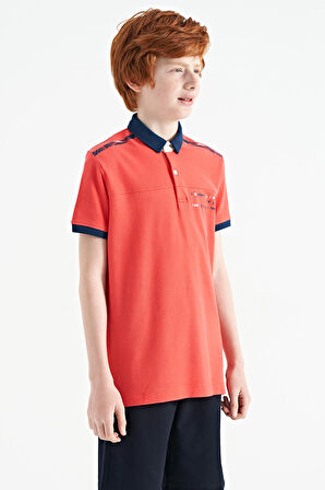 Coral Baskı Detaylı Standart Kalıp Polo Yaka Erkek Çocuk T-Shirt - 11140 | 12-13 Yaş