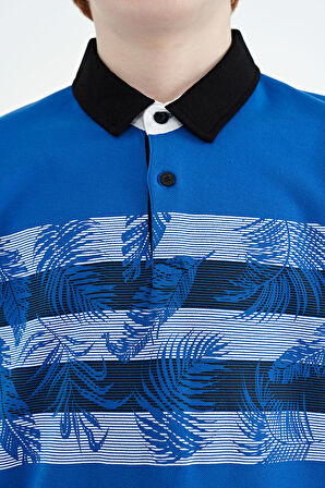 Saks Baskı Detaylı Standart Kalıp Polo Yaka  Erkek Çocuk T-Shirt - 11101 | 10-11 Yaş
