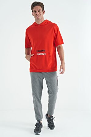 Fiesta Kanguru Cepli Yazı Nakışlı Kapüşonlu Erkek T-Shirt - 88195