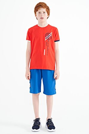 Fiesta Baskı Detaylı O Yaka Standart Kalıp Erkek Çocuk T-Shirt - 11131 | 14-15 Yaş