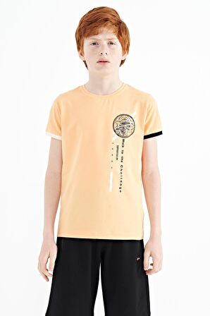Kavun Içi Baskı Detaylı O Yaka Standart Kalıp Erkek Çocuk T-Shirt - 11131