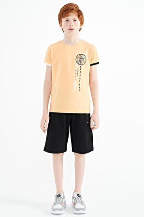 Kavun Içi Baskı Detaylı O Yaka Standart Kalıp Erkek Çocuk T-Shirt - 11131
