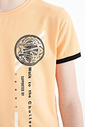 Kavun Içi Baskı Detaylı O Yaka Standart Kalıp Erkek Çocuk T-Shirt - 11131