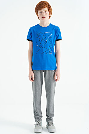 Saks Minimal Yazı Baskılı Standart Kalıp O Yaka Erkek Çocuk T-Shirt - 11132 | 12-13 Yaş