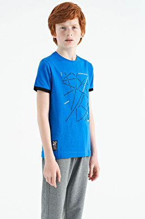 Saks Minimal Yazı Baskılı Standart Kalıp O Yaka Erkek Çocuk T-Shirt - 11132 | 12-13 Yaş