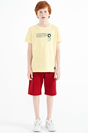 Sarı Baskı Detaylı O Yaka Standart Kalıp Erkek Çocuk T-Shirt - 11145 | 5-6 Yaş