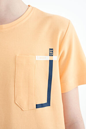 Kavun içi Cep Detaylı O Yaka Standart Kalıp Erkek Çocuk T-Shirt - 11120