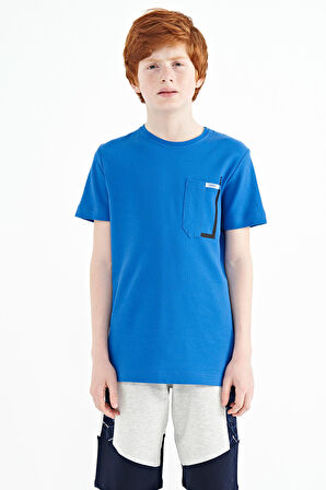Saks Cep Detaylı O Yaka Standart Kalıp Erkek Çocuk T-Shirt - 11120 | 5-6 Yaş