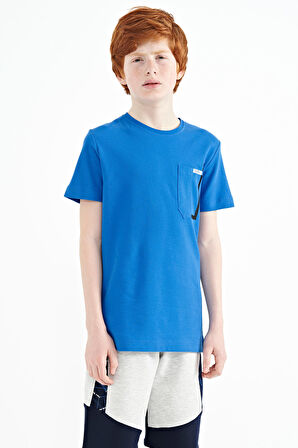 Saks Cep Detaylı O Yaka Standart Kalıp Erkek Çocuk T-Shirt - 11120 | 5-6 Yaş