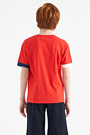 Fiesta Kol Ucu Renkli Detaylı Baskılı Oversize  Erkek Çocuk T-Shirt - 11137 | 7-8 Yaş