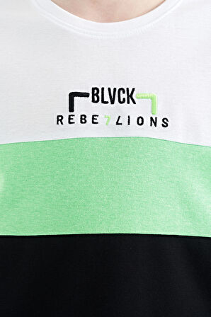 Siyah Renk Geçişli Nakışlı Oversize Erkek Çocuk T-Shirt - 11159 | 12-13 Yaş
