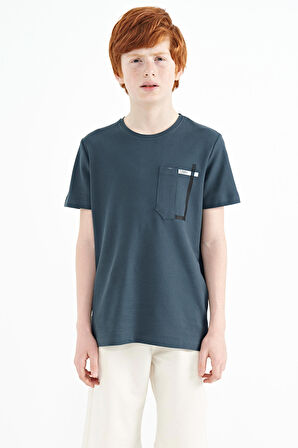 Orman Yeşili Cep Detaylı O Yaka Standart Kalıp Erkek Çocuk T-Shirt - 11120 | 3-4 Yaş