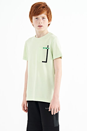 Açık Yeşil Cep Detaylı O Yaka Standart Kalıp Erkek Çocuk T-Shirt - 11120