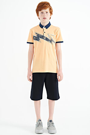 Kavun Içi Baskı Detaylı Standart Kalıp Polo Yaka Erkek Çocuk T-Shirt - 11154