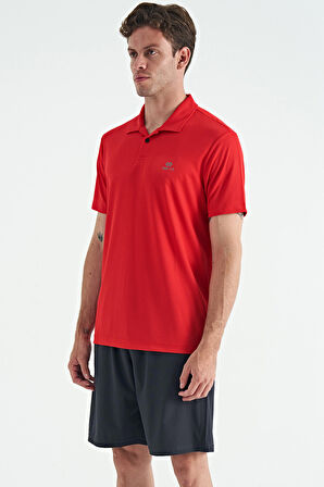 Kırmızı Logo Baskılı Standart Kalıp Polo Yaka Aktif Spor Erkek T-Shirt - 88252 | XL