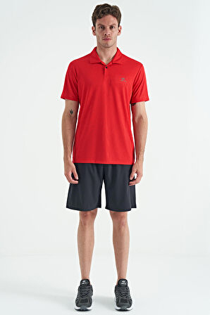 Kırmızı Logo Baskılı Standart Kalıp Polo Yaka Aktif Spor Erkek T-Shirt - 88252 | L