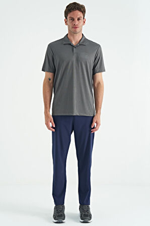 Koyu Gri Logo Baskılı Standart Kalıp Polo Yaka Aktif Spor Erkek T-Shirt - 88252 | M