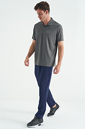 Koyu Gri Logo Baskılı Standart Kalıp Polo Yaka Aktif Spor Erkek T-Shirt - 88252 | M