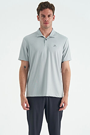 Gri Logo Baskılı Standart Kalıp Polo Yaka Aktif Spor Erkek T-Shirt - 88252 | M