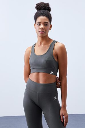 Çağla Yüksek Bel Toparlayıcılı Sırt Detaylı Slim Fit Büstiyer Kadın Tayt Takım - 95281 | L
