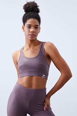 Gül Kurusu Yüksek Bel Toparlayıcılı Sırt Detaylı Slim Fit Büstiyer Kadın Tayt Takım - 95281 | M