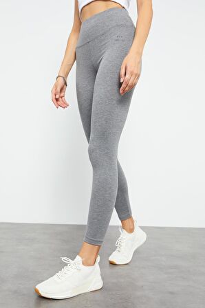Grı Mlnj Yüksek Bel Toparlayıcı Slim Fit Dar Paça Kadın Tayt - 94011 | M