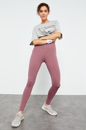 Gül Kurusu Yüksek Bel Toparlayıcı Slim Fit Dar Paça Kadın Tayt - 94011 | S