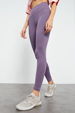 Eflatun Yüksek Bel Toparlayıcı Slim Fit Dar Paça Kadın Tayt - 94011 | S