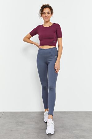 Petrol Yüksek Bel Toparlayıcı Slim Fit Dar Paça Kadın Tayt - 94011 | XL