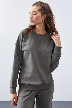 Çağla O Yaka Oversize Lastik Paça Kadın Eşofman Takımı - 95287 | S
