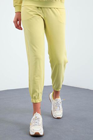 Limon O Yaka Oversize Lastik Paça Kadın Eşofman Takımı - 95287 | XL
