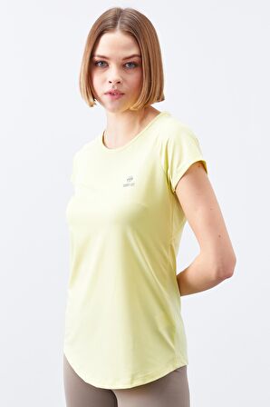 Limon Sırt Pencereli Kısa Kol Standart Kalıp O Yaka Kadın T-Shirt - 97101 | M