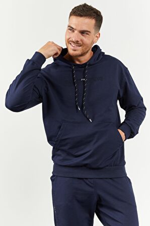 İndigo Kapüşonlu Kanguru Cep Lastik Paça Erkek Oversize Eşofman Takımı - 85117 | S