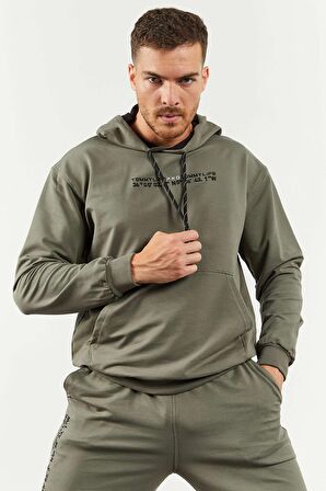 Çağla Kapüşonlu Kanguru Cep Lastik Paça Erkek Oversize Eşofman Takımı - 85117 | M