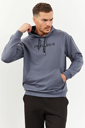 Petrol - Siyah Kapüşonlu Kanguru Cep Lastik Paça Erkek Oversize Eşofman Takımı - 85117 | XXL