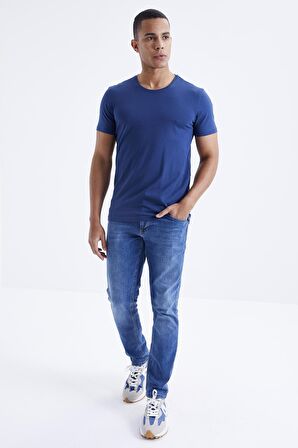 İndigo Basic Kısa Kol Standart Kalıp O Yaka Erkek T-Shirt - 87911 | XXL
