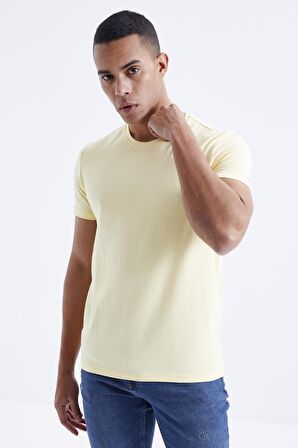 Sarı Basic Kısa Kol Standart Kalıp O Yaka Erkek T-Shirt - 87911 | M