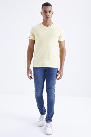 Sarı Basic Kısa Kol Standart Kalıp O Yaka Erkek T-Shirt - 87911 | M